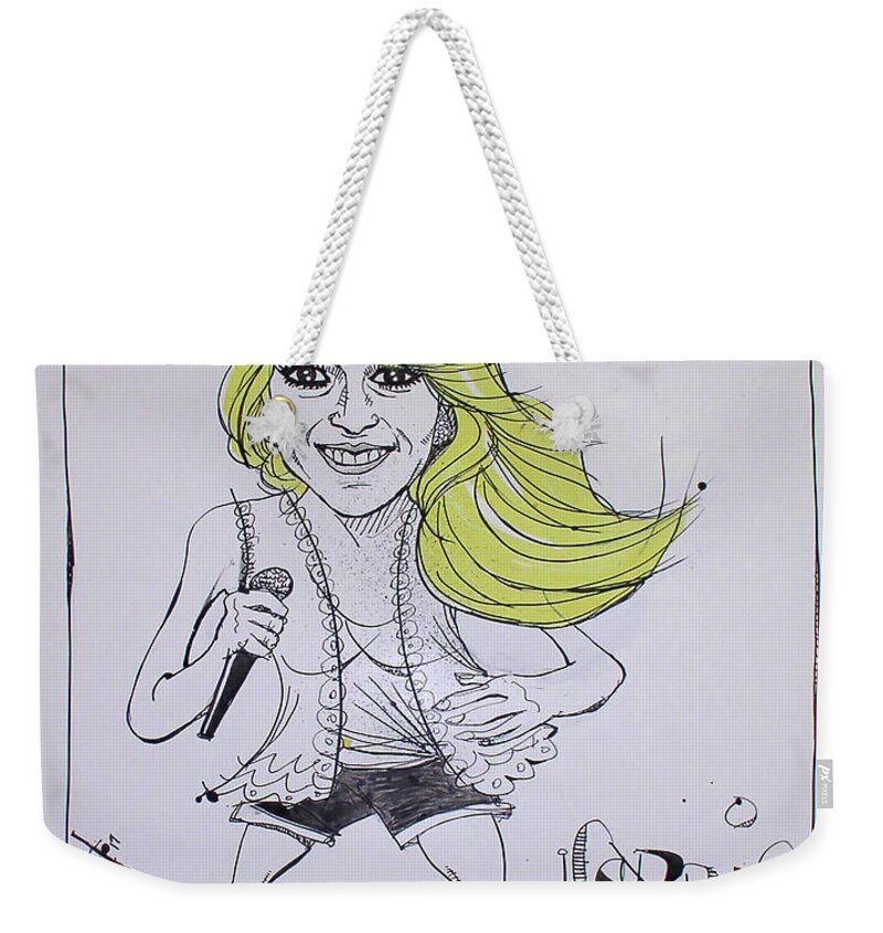  Weekender Tote Bag featuring the drawing Carrie Underwood by Phil Mckenney