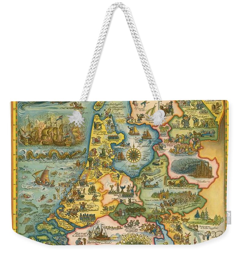 Doe het niet goud Harnas Ton van Tast - The Netherlands - Nederland. De bakermat van roemruchte  gebeurlijkheden - 1930 Weekender Tote Bag by Vintage Map - Pixels