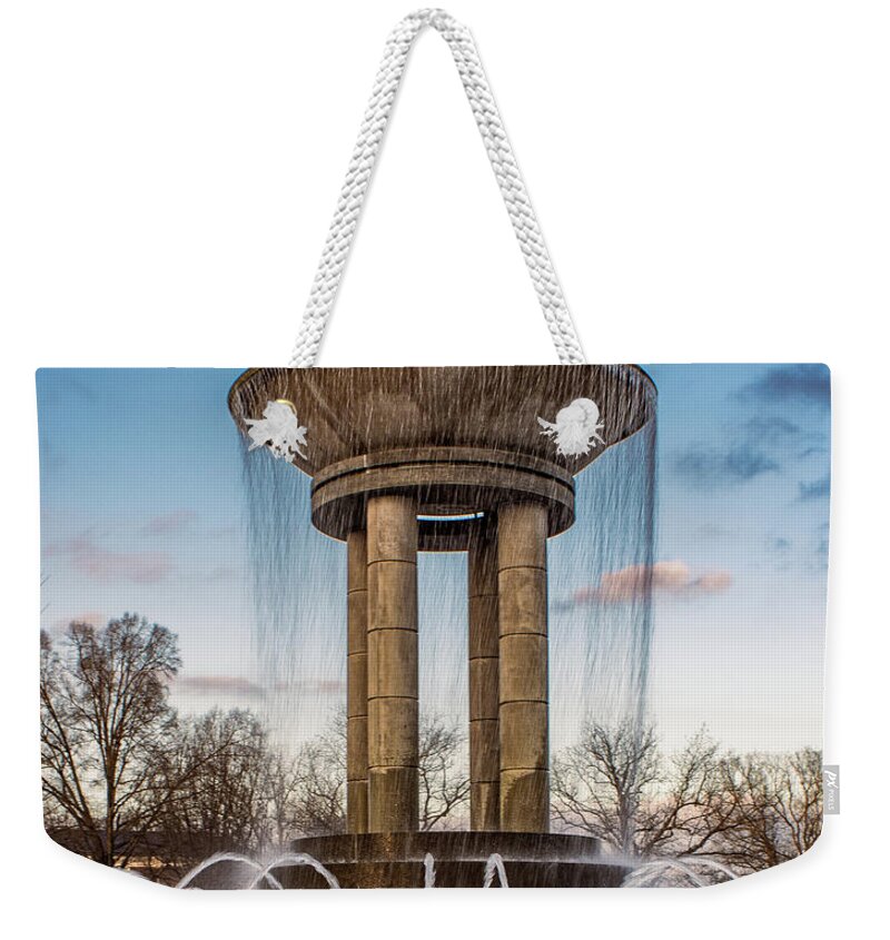 Fountain Weekender Tote Bag featuring the photograph Cary Fountain by Rick Nelson