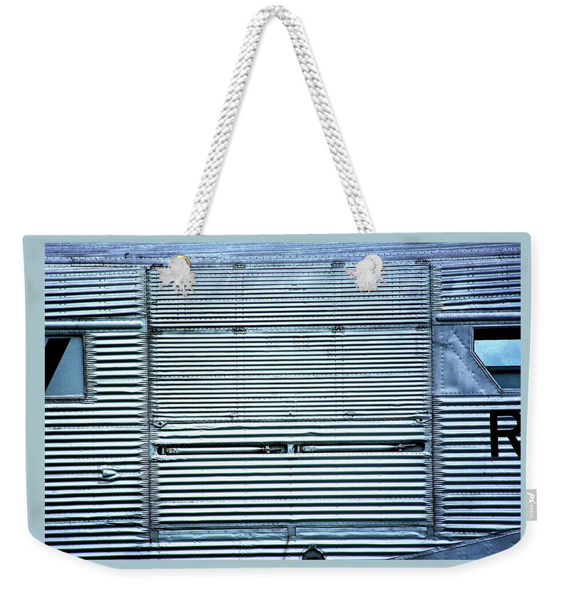 Corrugated Iron Weekender Tote Bag featuring the photograph Case made of corrugated iron by Bernhard Schaffer