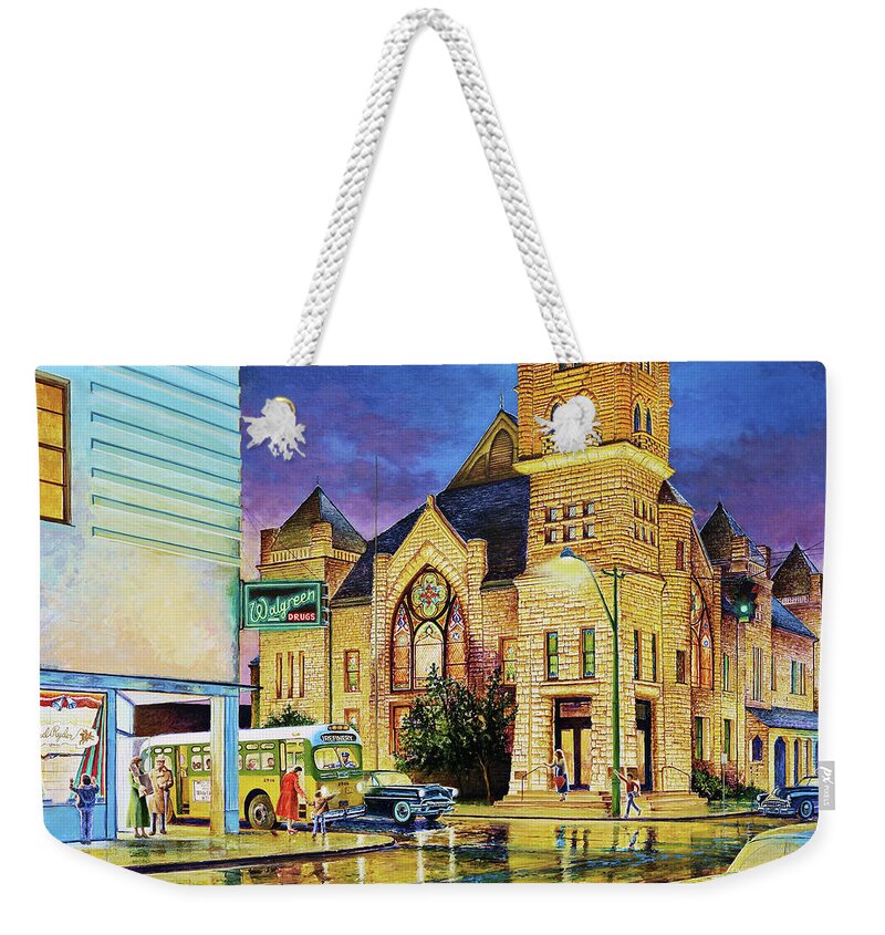Tyrrell Public Library Weekender Tote Bag featuring the painting Castle of Imagination by Randy Welborn