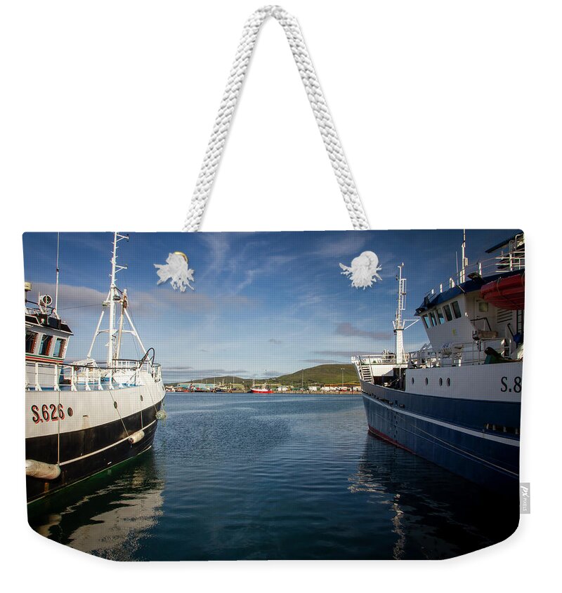 Fishing Boat Weekender Tote Bag featuring the photograph Castletownbere Fleet II by Mark Callanan