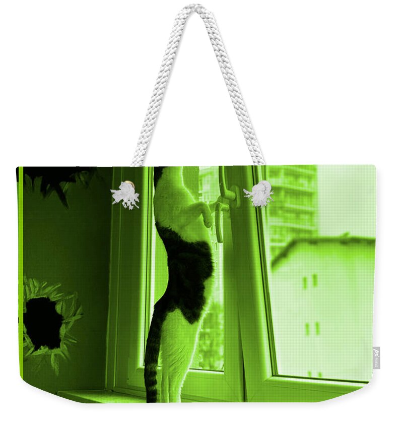 Abstract Weekender Tote Bag featuring the digital art Cat 3 by Marko Sabotin
