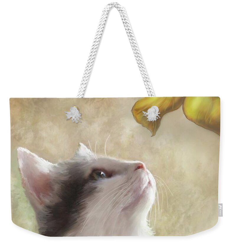 Cat Weekender Tote Bag featuring the digital art Cat 669 by Lucie Dumas
