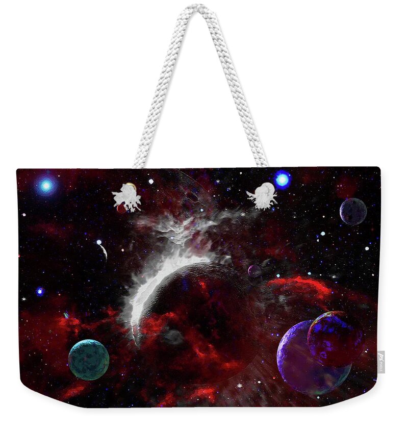  Weekender Tote Bag featuring the digital art Cataclysm of Planets by Don White Artdreamer