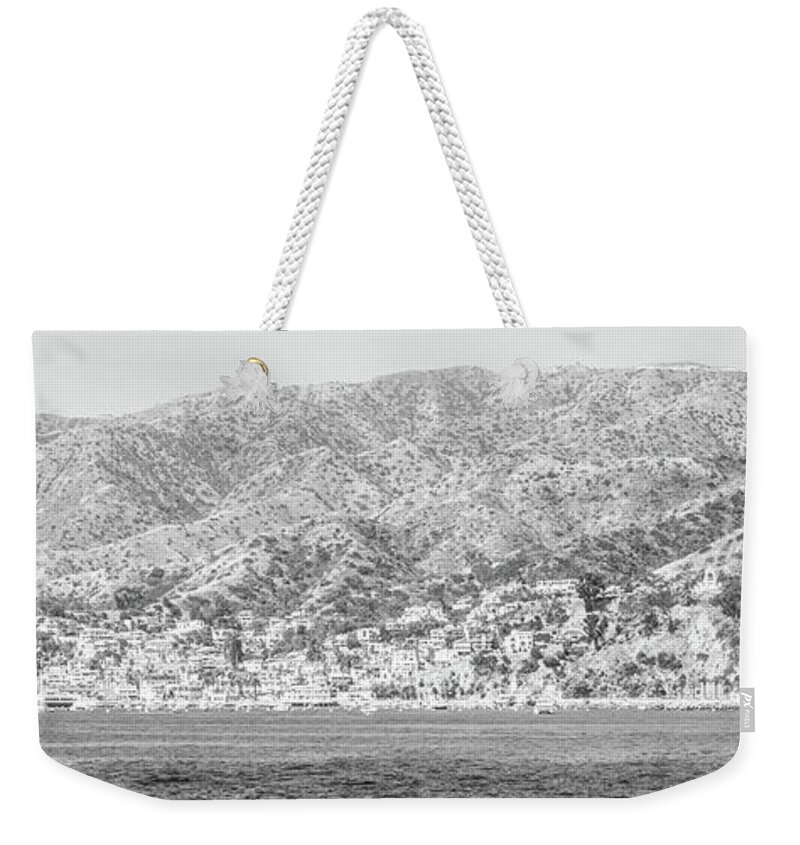 2017 Weekender Tote Bag featuring the photograph Catalina Island Black and White Panorama Photo by Paul Velgos
