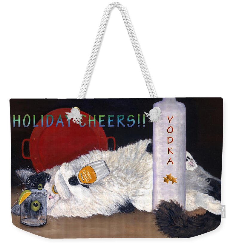 Karen Zuk Rosenblatt Art And Photography Weekender Tote Bag featuring the painting Catatonic Holiday Card by Karen Zuk Rosenblatt