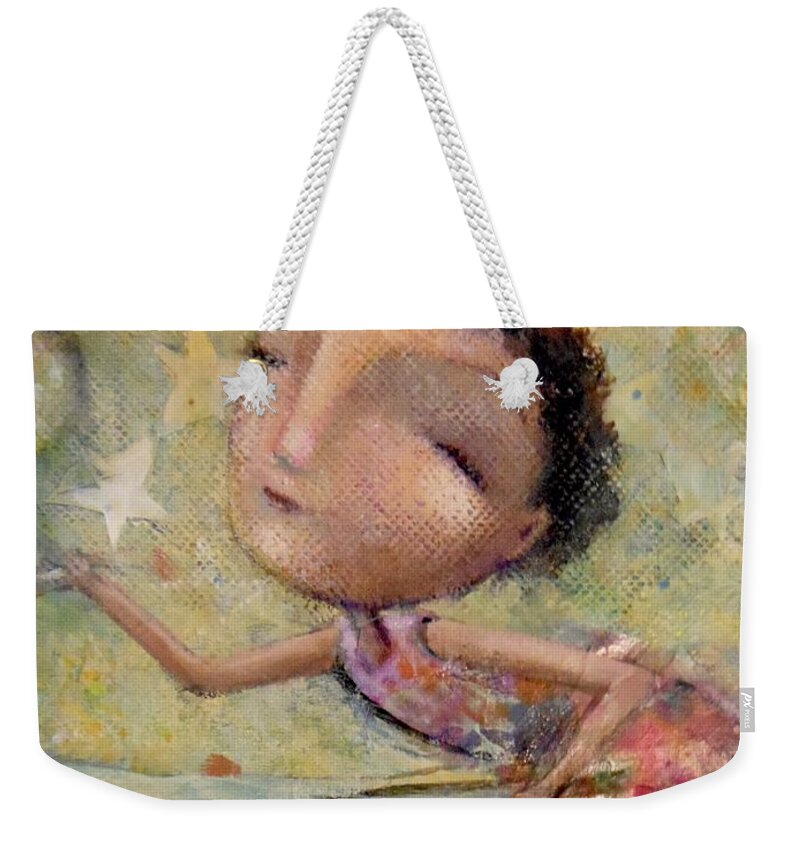 Girl Weekender Tote Bag featuring the mixed media Catch a Falling Star by Eleatta Diver