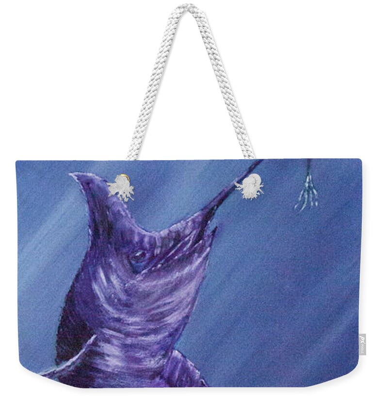 Sword Fish Weekender Tote Bag featuring the painting Catch Of The Day by Randy Sylvia