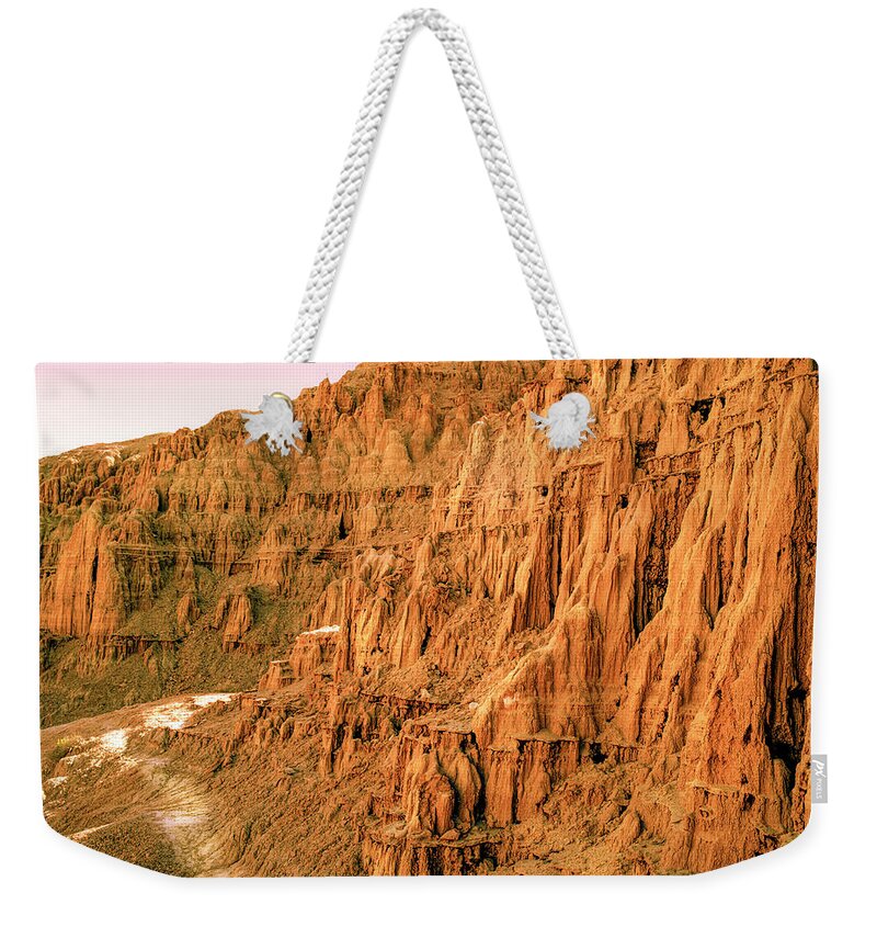 Canyon Weekender Tote Bag featuring the photograph Cathedral Gorge trail by Randy Bradley
