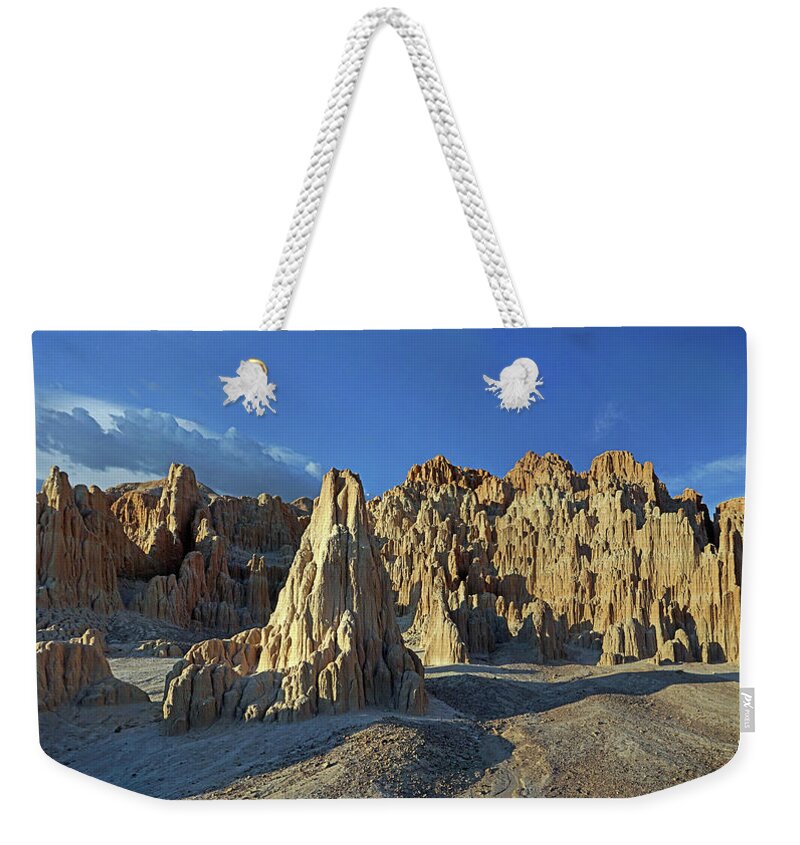 Nevada Weekender Tote Bag featuring the photograph Cathedral Gorges SP Panorama 4 by JustJeffAz Photography