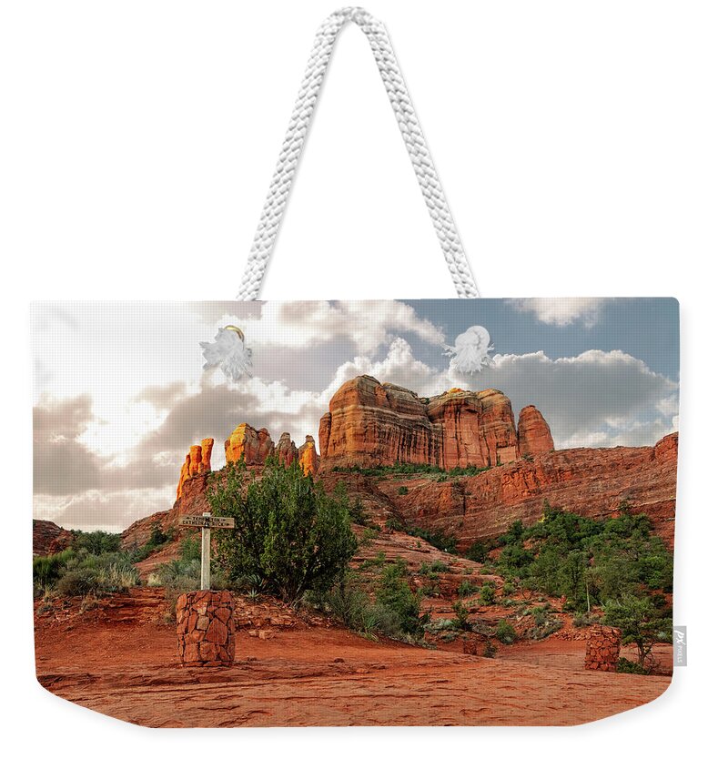 Arizona Weekender Tote Bag featuring the photograph Cathedral Rock Hiking Trail in Sedona Arizona by Good Focused