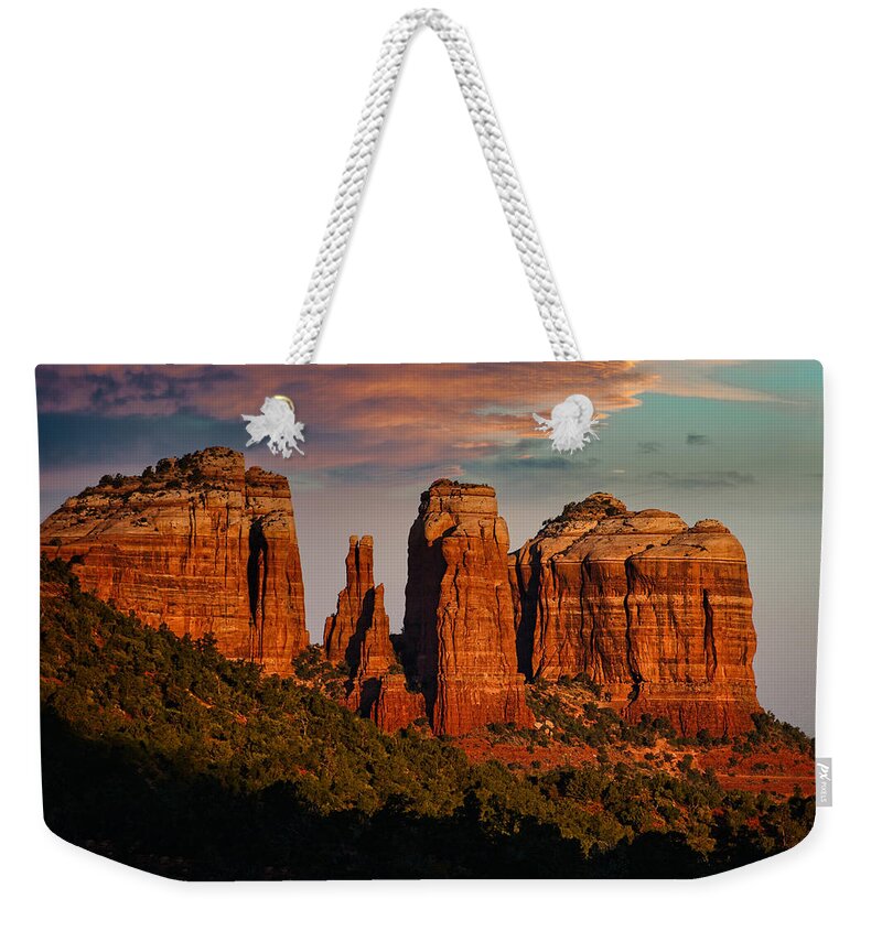 Sedona Weekender Tote Bag featuring the photograph Cathedral Rock Sunrise - Sedona - Arizona by Stuart Litoff