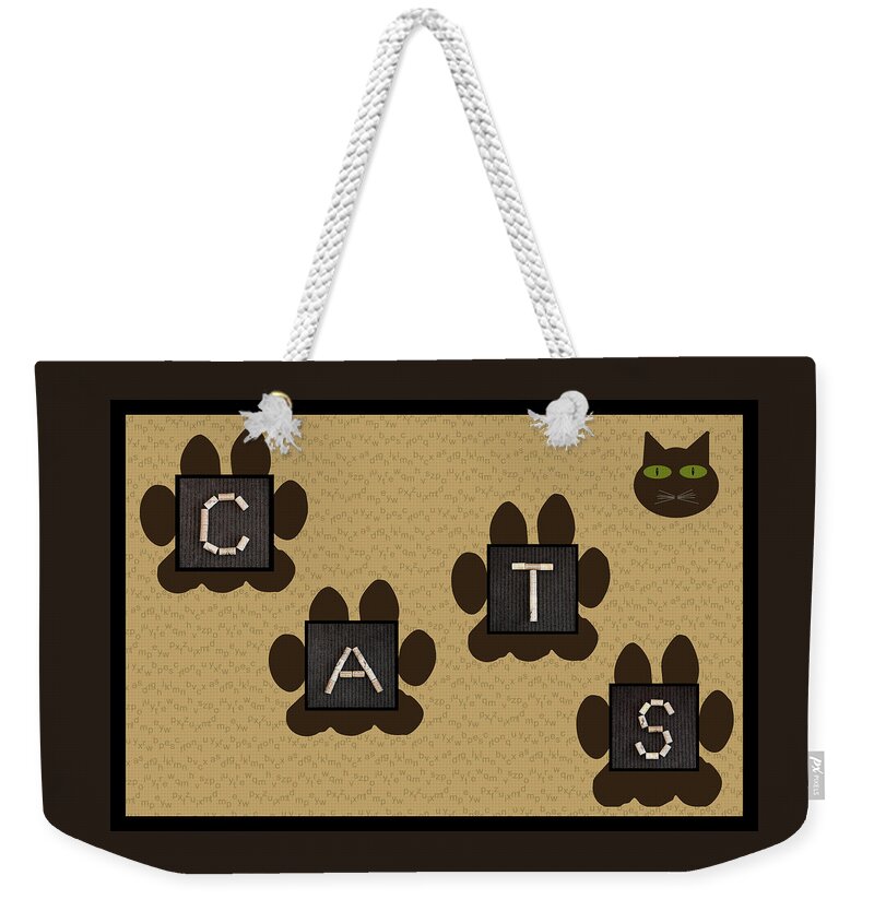 Cats Weekender Tote Bag featuring the digital art Cats by Kathy K McClellan