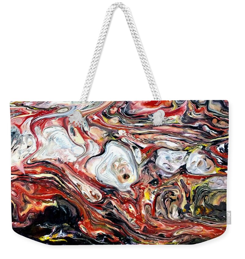  Weekender Tote Bag featuring the painting Caught in the Current of Our Own Making by Rein Nomm