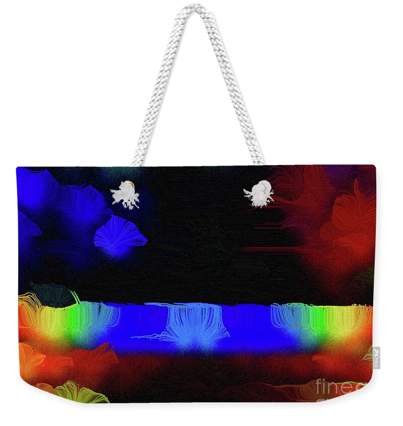 American History Weekender Tote Bag featuring the mixed media Cautiously Crossing the Bridge of Blue and Red Uncertainty by Aberjhani