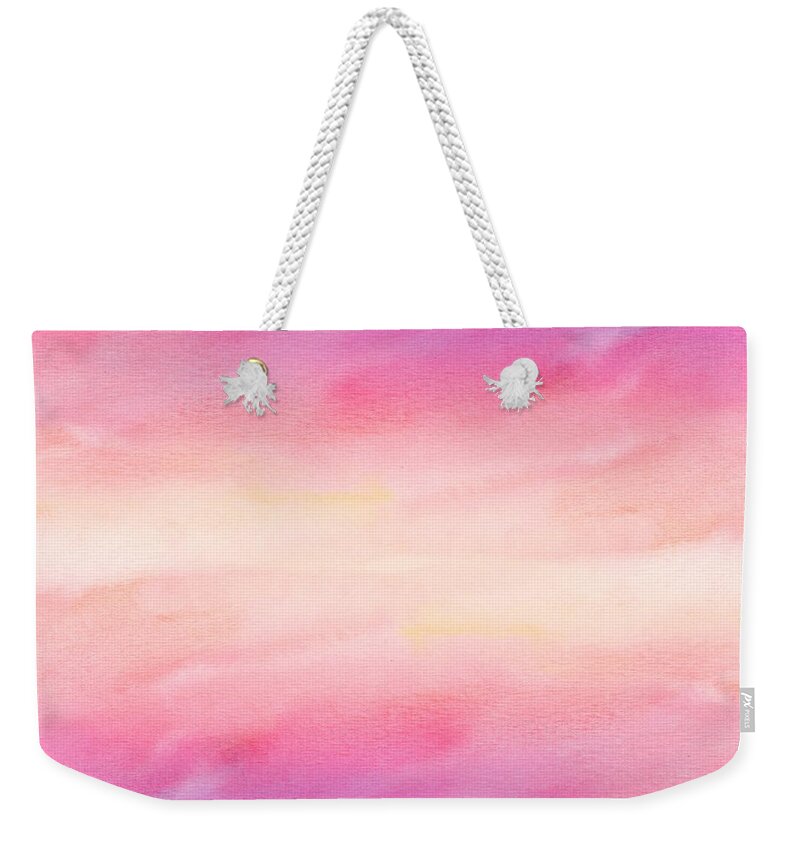 Watercolor Weekender Tote Bag featuring the digital art Cavani - Artistic Colorful Abstract Pink Watercolor Painting Digital Art by Sambel Pedes
