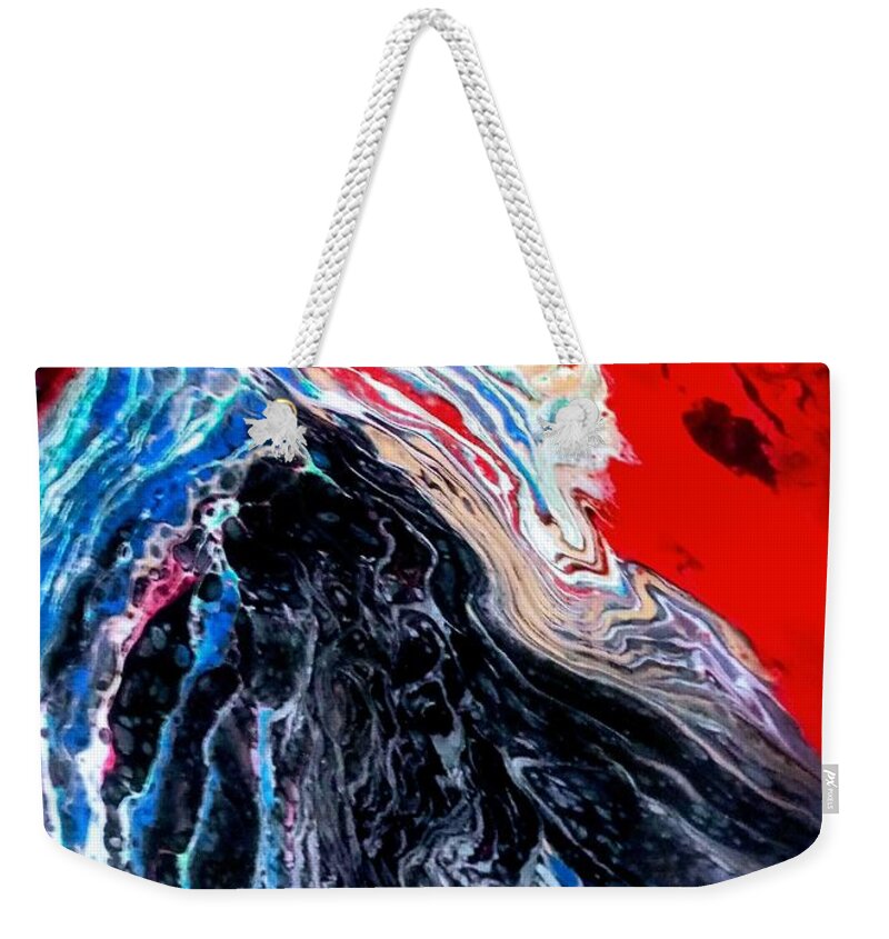Cave Weekender Tote Bag featuring the painting Cave Dweller by Anna Adams