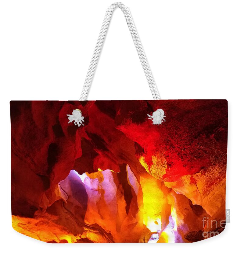 Cave Weekender Tote Bag featuring the painting Cave of Wonders by Elena Pratt
