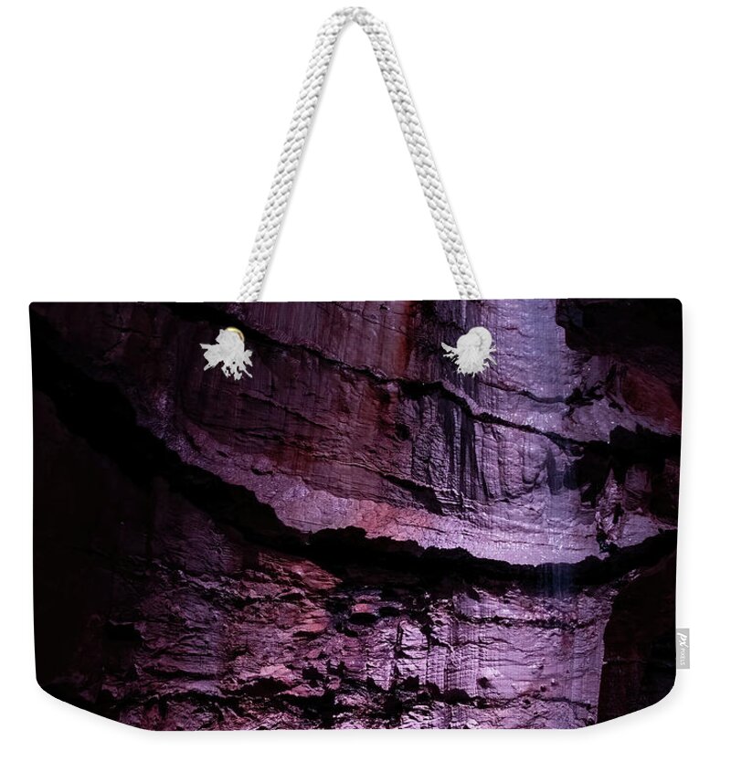 Underground Waterfalls Weekender Tote Bag featuring the photograph Cave subterrainean waterfall 001 by Flees Photos