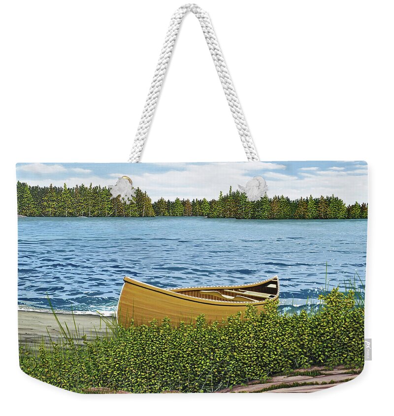 Landscapes Weekender Tote Bag featuring the painting Cedar Canoe by Kenneth M Kirsch