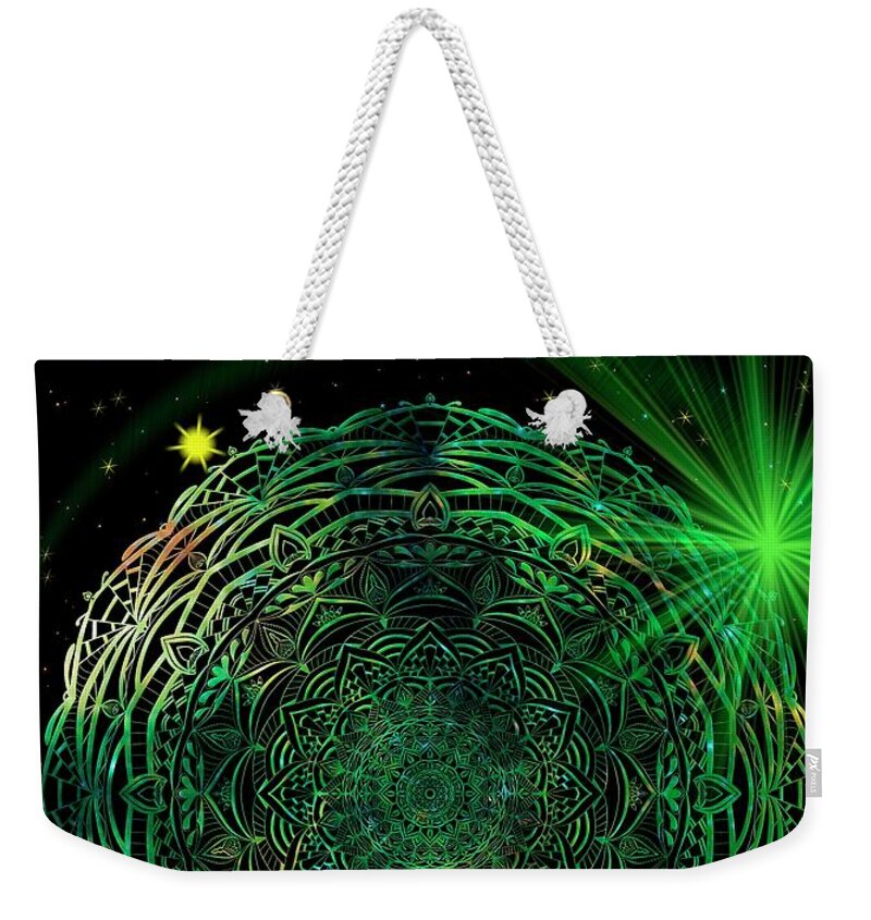Mandala Weekender Tote Bag featuring the digital art Celestial Mandala by Angie Tirado