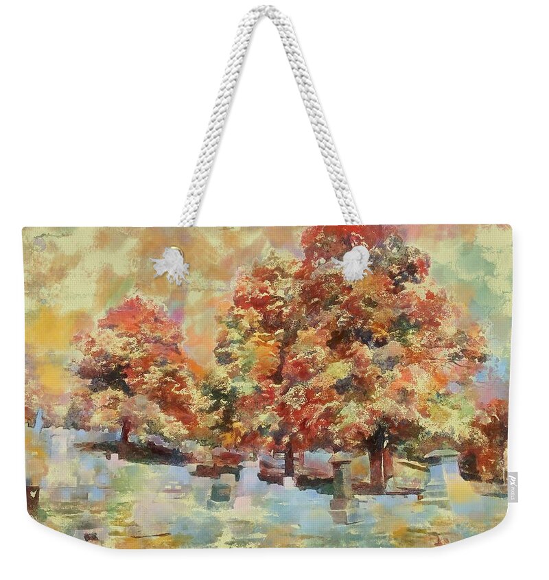 Cemetery Weekender Tote Bag featuring the mixed media Cemetery Color by Christopher Reed