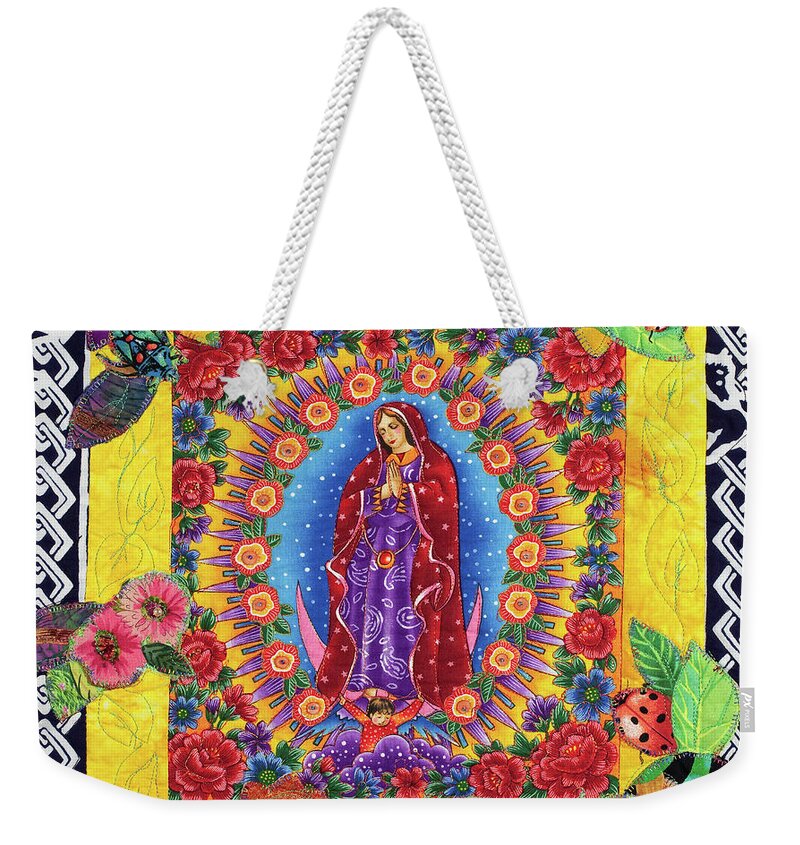 Day Of The Dead Weekender Tote Bag featuring the mixed media Center of Day of the Dead by Vivian Aumond
