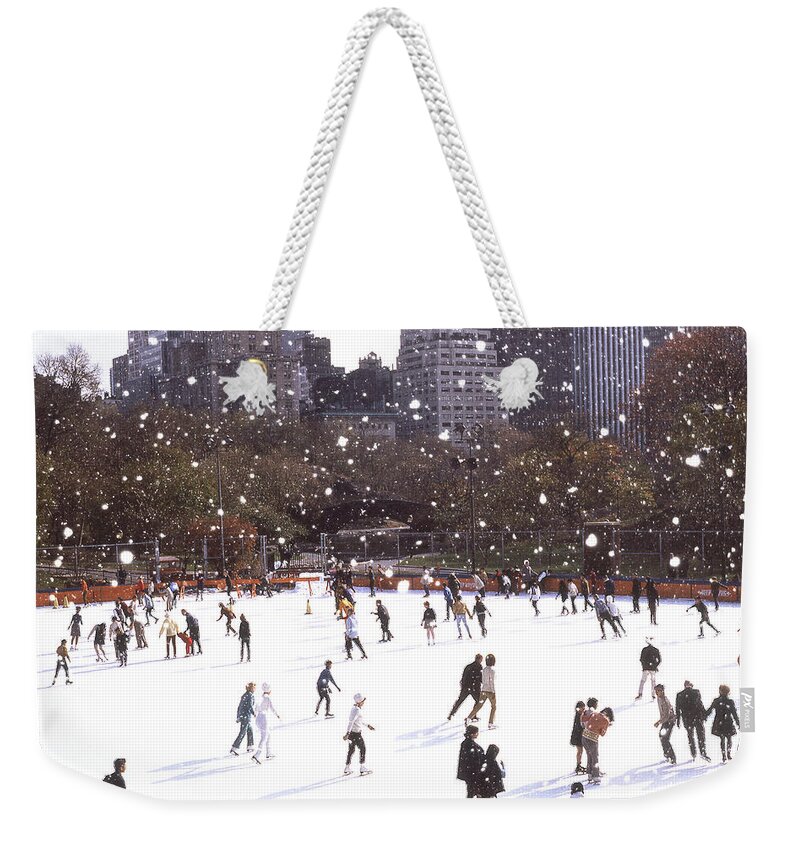 New York Weekender Tote Bag featuring the photograph Central Park Skaters Color by Russ Considine