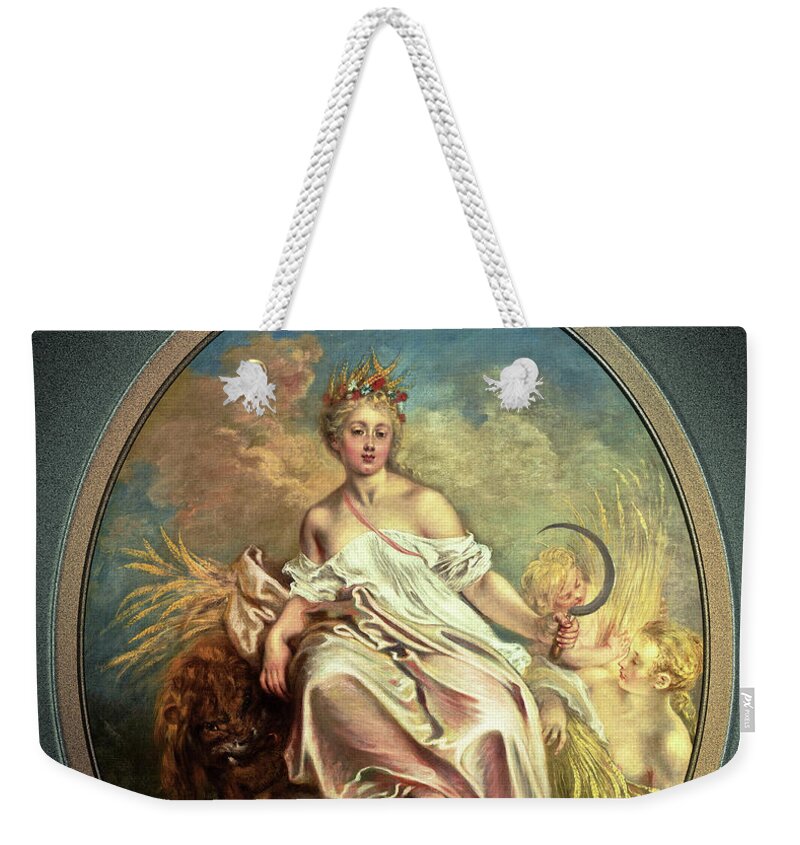 Ceres Weekender Tote Bag featuring the painting Ceres by Antoine Watteau Old Masters Reproduction by Rolando Burbon