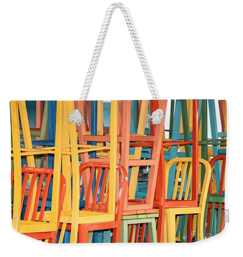 Abstract Photography Weekender Tote Bag featuring the photograph Chairs by Janice Drew