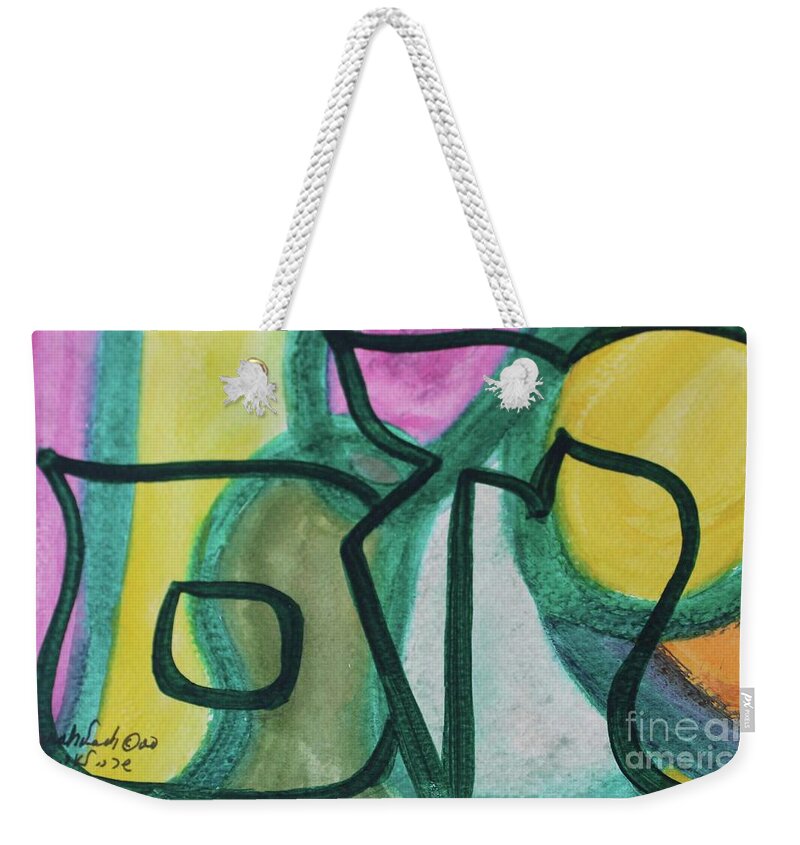 Cham Warm Swarthy Weekender Tote Bag featuring the painting CHAM nm7-57 by Hebrewletters SL