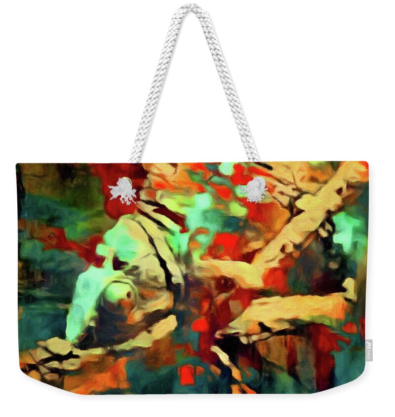 Chamaeleon Weekender Tote Bag featuring the painting Chameleon of Karma by Susan Maxwell Schmidt