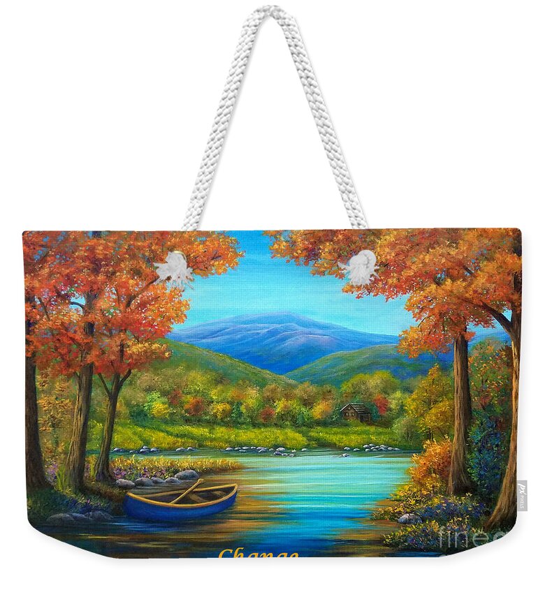 Change Weekender Tote Bag featuring the painting Change Card - Autumn Respite by Sarah Irland