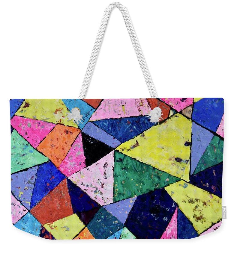 Abstract Weekender Tote Bag featuring the painting Change Your View by Jackie Ryan
