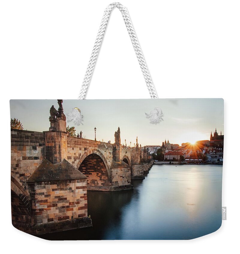 Castle Weekender Tote Bag featuring the photograph Charles bridge in Prague, czech republic. by Vaclav Sonnek