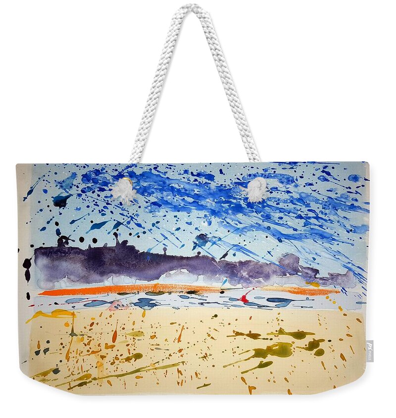 Watercolor Weekender Tote Bag featuring the painting Chatham Harbor by John Klobucher