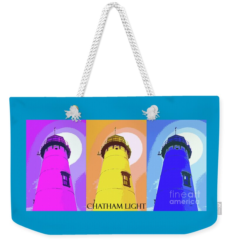 Abstract Weekender Tote Bag featuring the mixed media Chatham Light Abstract Triptych by Sharon Williams Eng