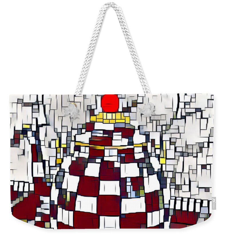 Red Weekender Tote Bag featuring the photograph Checkered Teapot by Juliette Becker