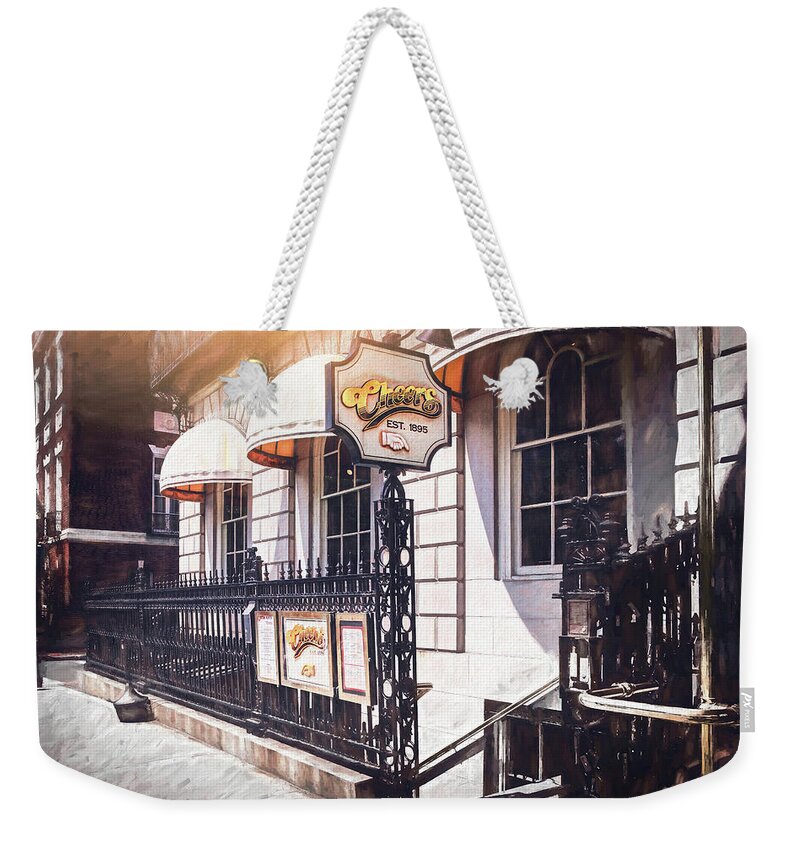 Boston Weekender Tote Bag featuring the photograph Cheers Bar Beacon Hill Boston by Carol Japp