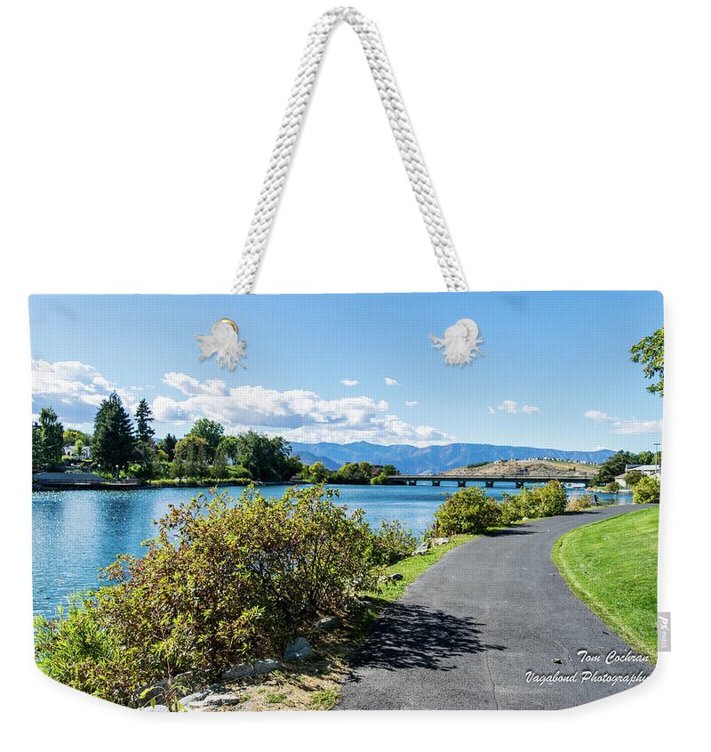 Chelan Riverwalk Weekender Tote Bag featuring the photograph Chelan Riverwalk by Tom Cochran
