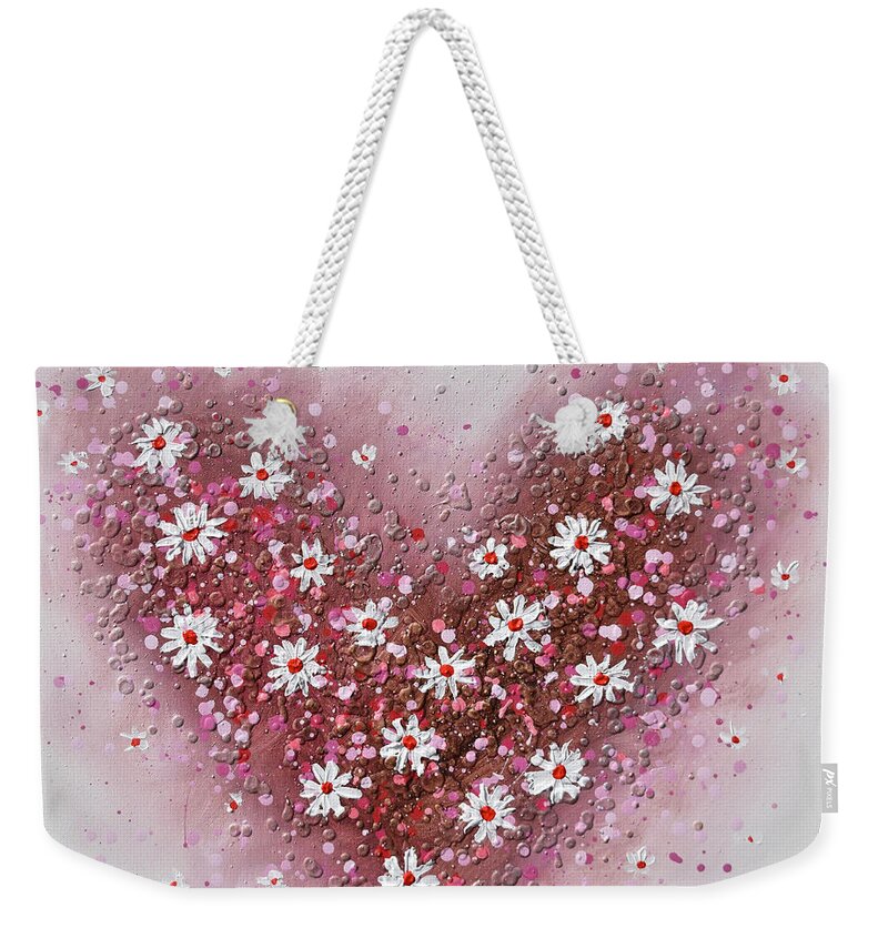 Heart Weekender Tote Bag featuring the painting Cherished by Amanda Dagg