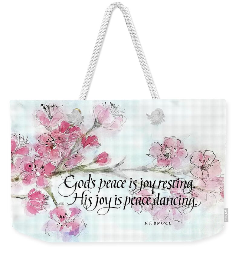 Original Watercolors Weekender Tote Bag featuring the painting Cherry Blossoms I with Quote by Chris Paschke