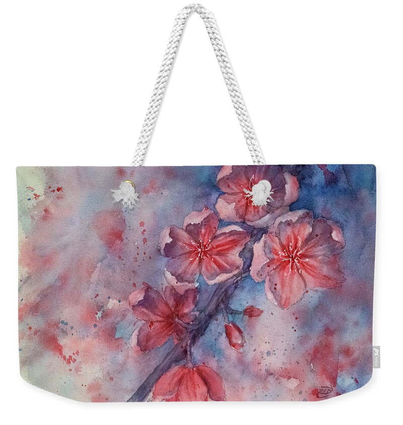 Spring Weekender Tote Bag featuring the painting Cherry Blossoms by Rebecca Davis