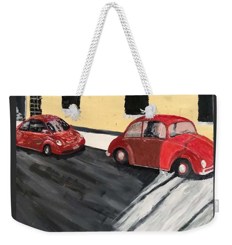 Antique Autos Weekender Tote Bag featuring the painting Cherry Bomb by Bethany Beeler