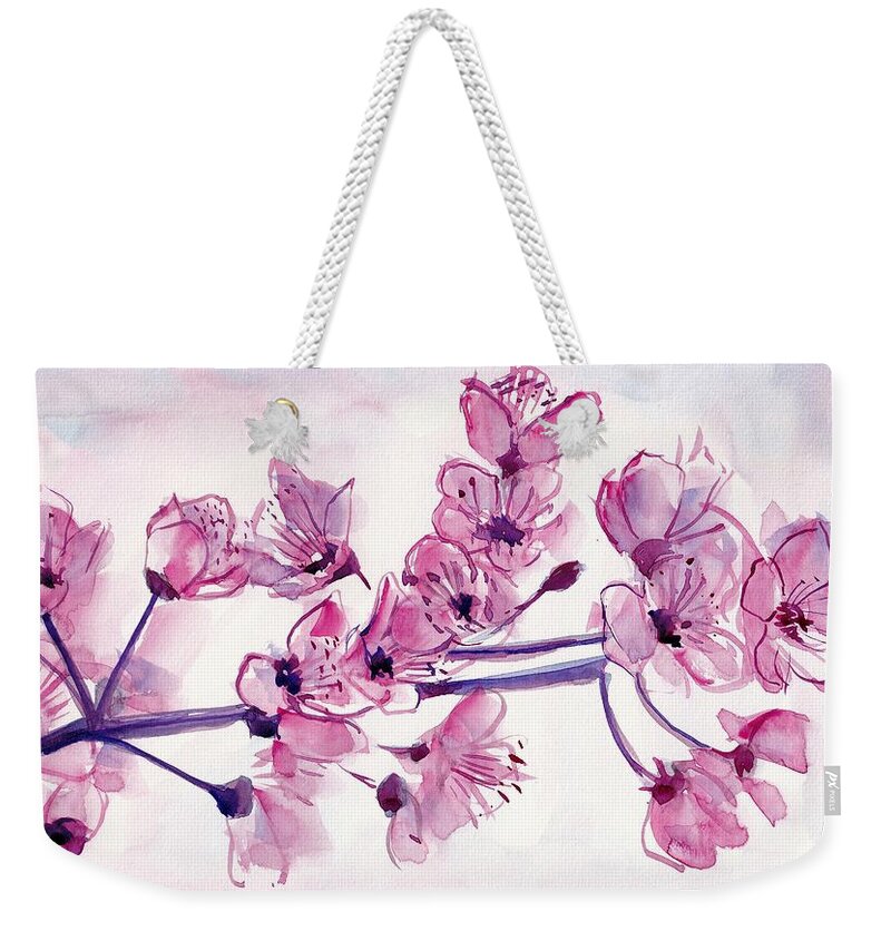 Cherry Weekender Tote Bag featuring the painting Cherry Flowers by George Cret