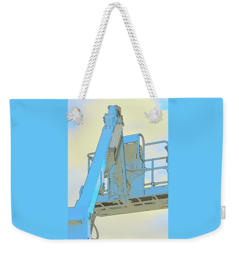 Cherry Weekender Tote Bag featuring the photograph Cherry Picker and Clouds by Jerry Sodorff