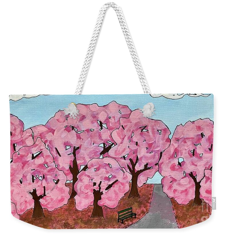 Cherry Trees Weekender Tote Bag featuring the painting Cherry Trees by Wendy Golden