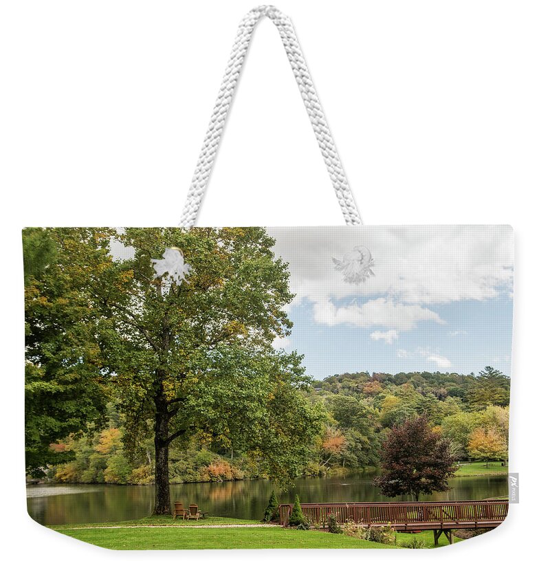 Chetola Lodge Weekender Tote Bag featuring the photograph Chetola Lodge In The Fall by Cynthia Wolfe