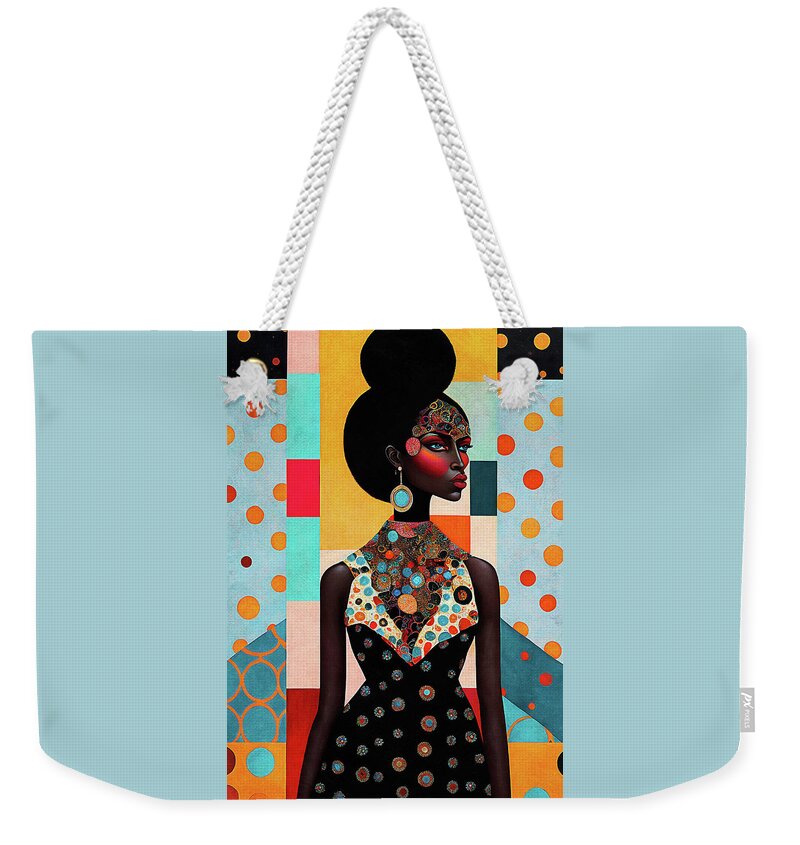 Black Woman Weekender Tote Bag featuring the digital art Chic Black Woman by Peggy Collins